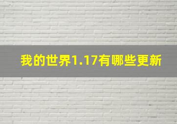 我的世界1.17有哪些更新