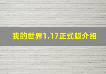 我的世界1.17正式版介绍