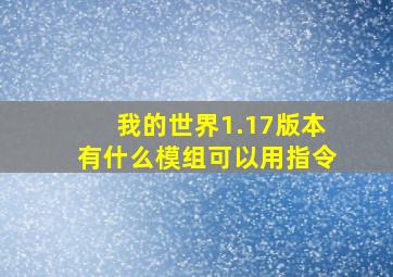 我的世界1.17版本有什么模组可以用指令