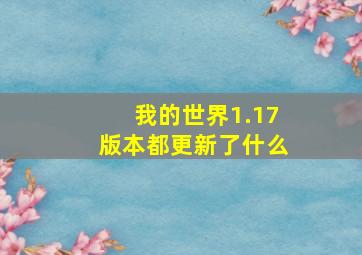 我的世界1.17版本都更新了什么