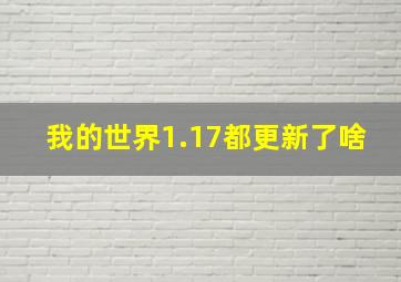 我的世界1.17都更新了啥