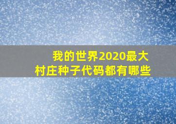 我的世界2020最大村庄种子代码都有哪些