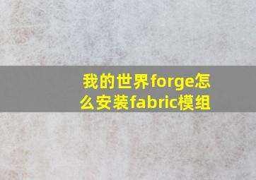 我的世界forge怎么安装fabric模组