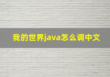 我的世界java怎么调中文