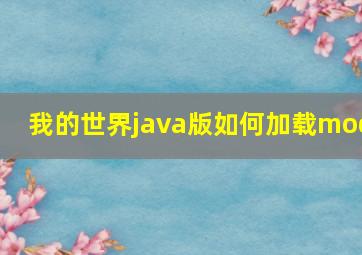 我的世界java版如何加载mod