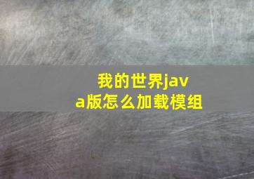 我的世界java版怎么加载模组