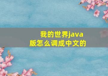 我的世界java版怎么调成中文的