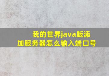 我的世界java版添加服务器怎么输入端口号