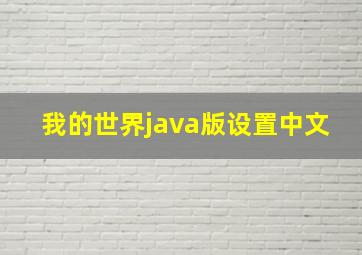 我的世界java版设置中文