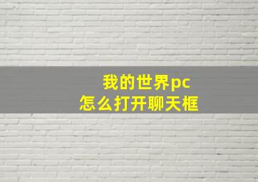 我的世界pc怎么打开聊天框