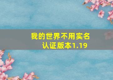 我的世界不用实名认证版本1.19