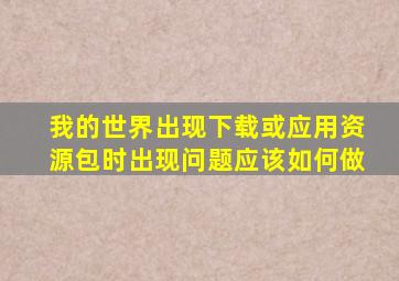 我的世界出现下载或应用资源包时出现问题应该如何做