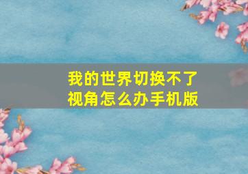 我的世界切换不了视角怎么办手机版