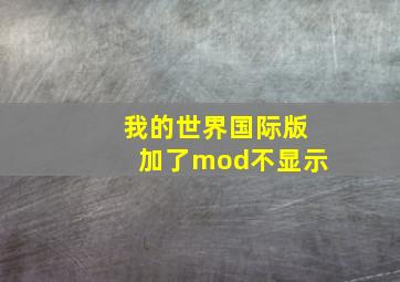 我的世界国际版加了mod不显示