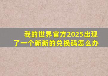 我的世界官方2025出现了一个新新的兑换码怎么办