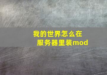 我的世界怎么在服务器里装mod