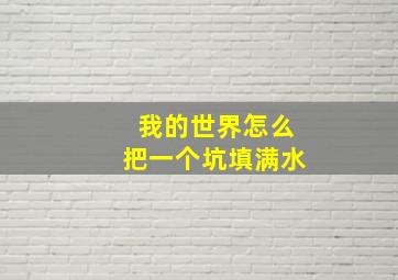 我的世界怎么把一个坑填满水