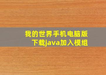 我的世界手机电脑版下载java加入模组