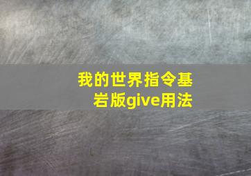 我的世界指令基岩版give用法