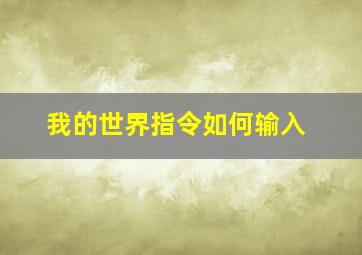 我的世界指令如何输入