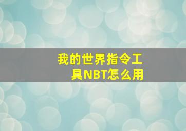 我的世界指令工具NBT怎么用