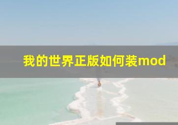 我的世界正版如何装mod