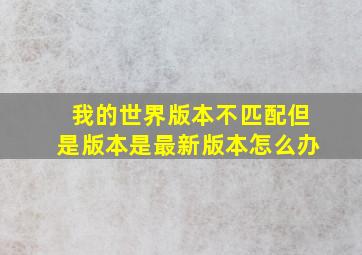 我的世界版本不匹配但是版本是最新版本怎么办