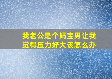 我老公是个妈宝男让我觉得压力好大该怎么办