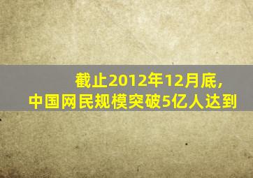 截止2012年12月底,中国网民规模突破5亿人达到