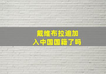 戴维布拉迪加入中国国籍了吗