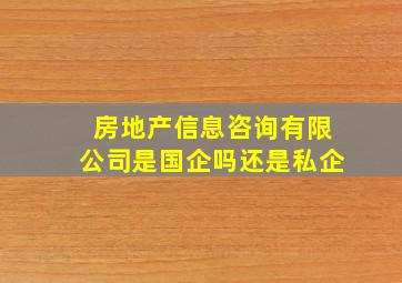 房地产信息咨询有限公司是国企吗还是私企