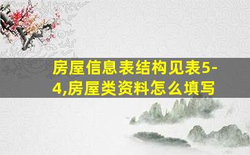 房屋信息表结构见表5-4,房屋类资料怎么填写