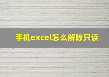 手机excel怎么解除只读