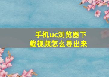 手机uc浏览器下载视频怎么导出来