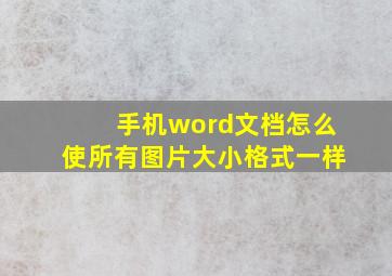 手机word文档怎么使所有图片大小格式一样