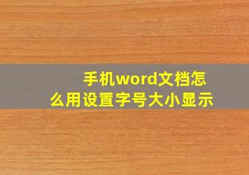 手机word文档怎么用设置字号大小显示