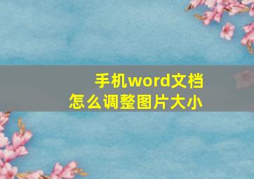 手机word文档怎么调整图片大小