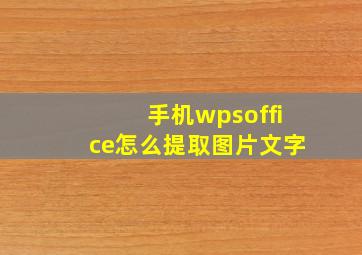 手机wpsoffice怎么提取图片文字