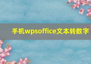 手机wpsoffice文本转数字