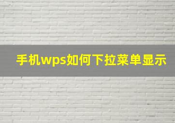 手机wps如何下拉菜单显示