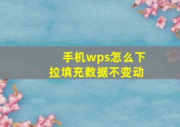 手机wps怎么下拉填充数据不变动