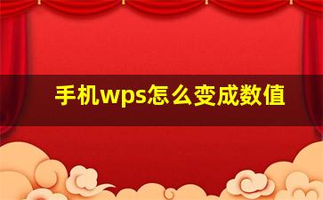 手机wps怎么变成数值