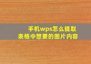 手机wps怎么提取表格中想要的图片内容