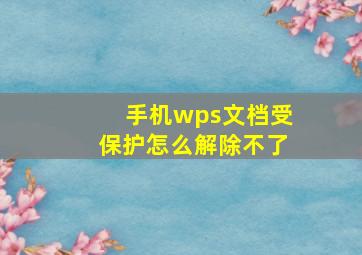 手机wps文档受保护怎么解除不了