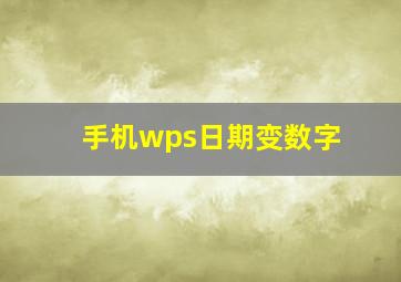 手机wps日期变数字