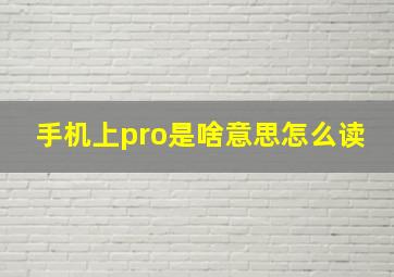 手机上pro是啥意思怎么读