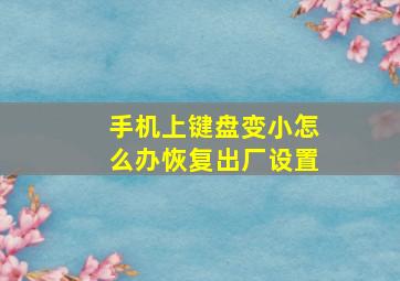 手机上键盘变小怎么办恢复出厂设置