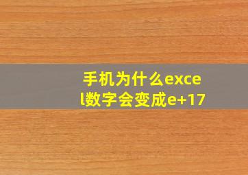 手机为什么excel数字会变成e+17