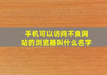 手机可以访问不良网站的浏览器叫什么名字