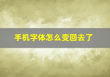 手机字体怎么变回去了